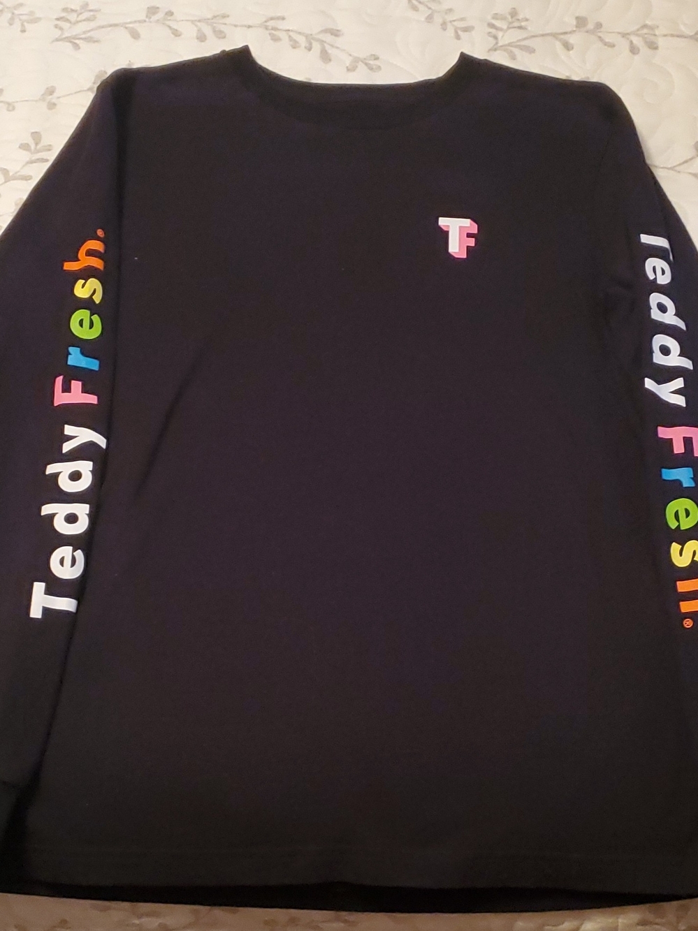 Teddy Fresh Men's Black Long-Sleeve Logo Tee